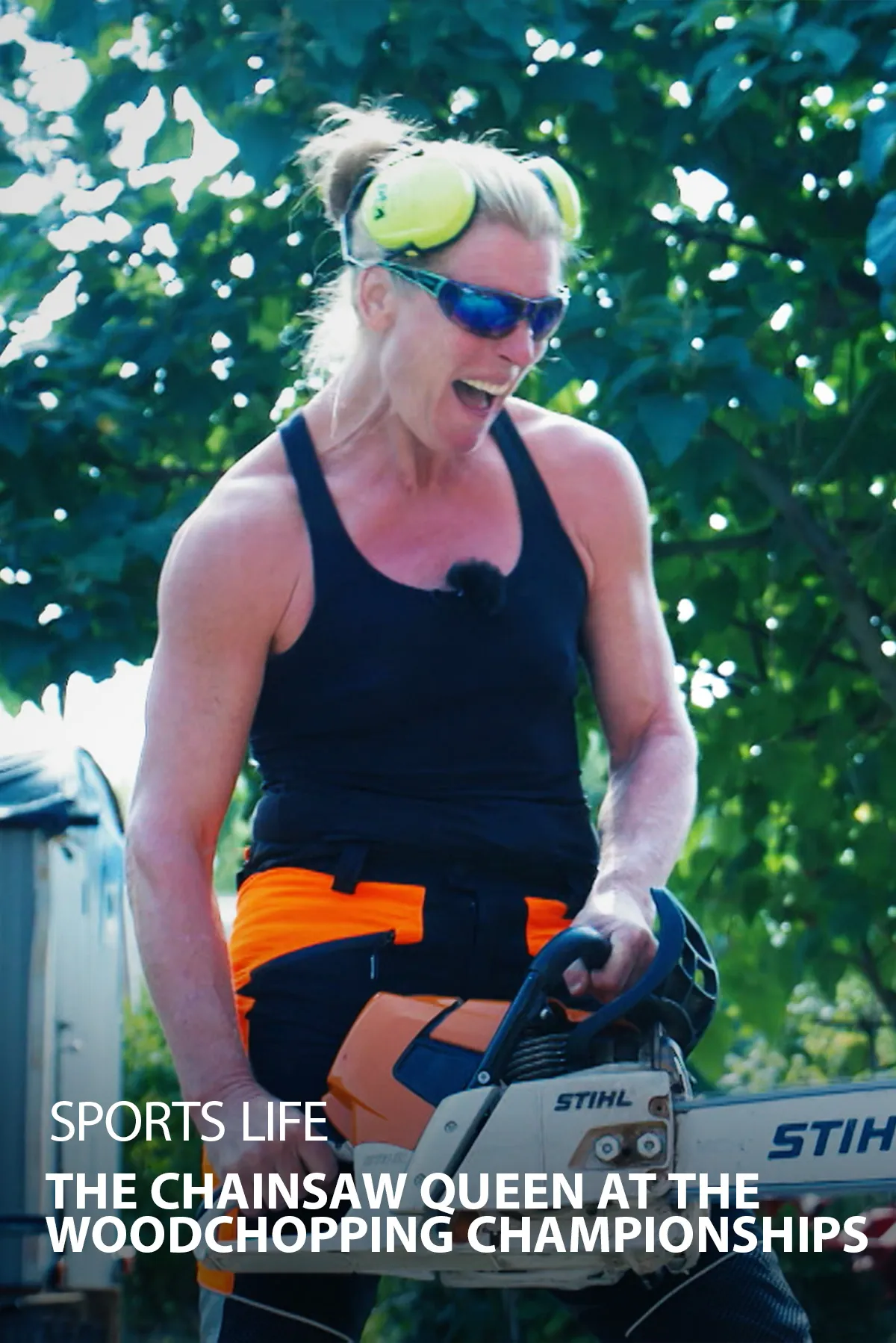Documentary backdrop image for Sports Life: The Chainsaw Queen At The Woodchopping Championships (2023)